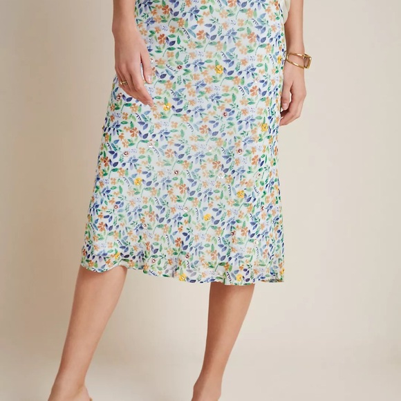 Anthropology Multicolor Floral Embellished Women's Skirt - Picture 3 of 9